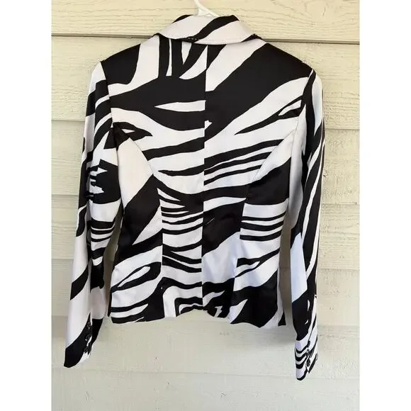 XOXO Zebra Print Blazer Jacket Black White Statement Blazer Size Small - Picture 7 of 7